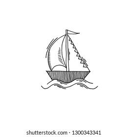 yacht sketch drawing icon summer themed, vector illustration