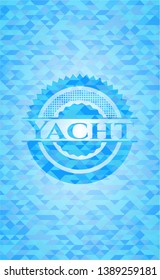 Yacht sky blue emblem. Mosaic background