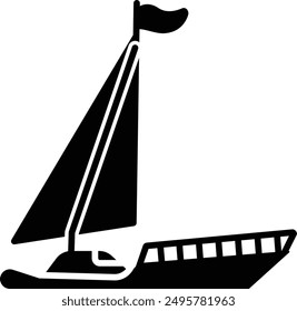 Yacht solid glyph vector illustration