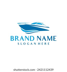 Yacht speed boat logo vector. template