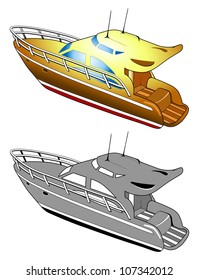 Yacht, speed boat, vector illustration