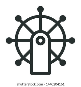 yacht steering wheel - minimal line web icon. simple vector illustration. concept for infographic, website or app.