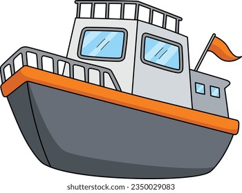 Yacht Summer Cartoon Colored Clipart Illustration