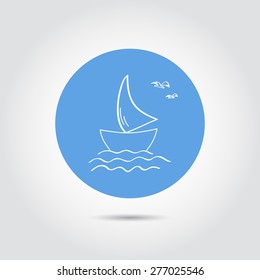 Yacht. Summer and travel icon. Travel design. Logo. Vector illustration.
