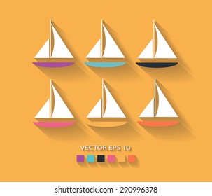 Yacht summer vector illustration icon cream / background logo