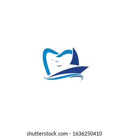 Yacht and teeth icon logo. Dental logo design.	
