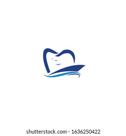 Yacht and teeth icon logo. Dental logo design.	
