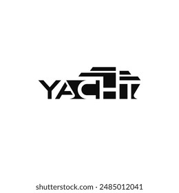 Yacht text, negative space. Wordmark logo design.