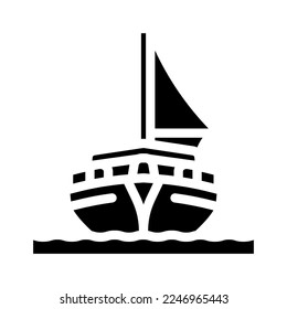 yacht transport vehicle glyph icon vector. yacht transport vehicle sign. isolated symbol illustration