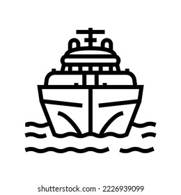 yacht transport vehicle line icon vector. yacht transport vehicle sign. isolated contour symbol black illustration