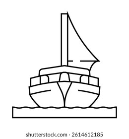 yacht transport vehicle line icon vector. yacht transport vehicle sign. isolated contour symbol black illustration