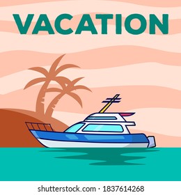 yacht vacation poster vector illustration design