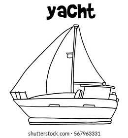 Yacht vector art with hand draw collection stock