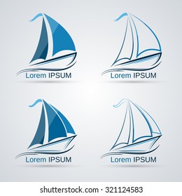 Yacht vector icon collection. Transportation, vacation, voyage, tourism symbol