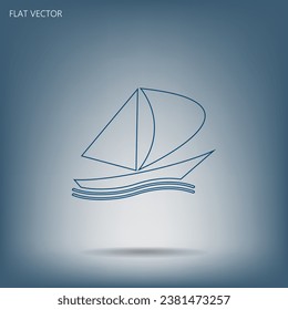 Icono plano de ilustración de icono vectorial de yate.