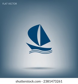Yacht vector icon illustration flat icon.