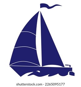 Yacht vector icon. With the solution. Vector illustration.