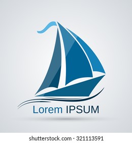 Yacht vector icon. Transportation, vacation, voyage, tourism symbol