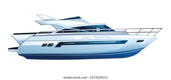 Yacht vector illustration. Speedboat isolated on white background