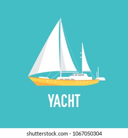 yacht vector illustration symbol object. Flat icon style concept design