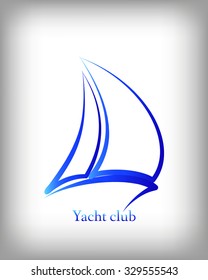 Yacht vector logo templates. Yachts silhouettes. Vector line yachts icon,  vector illustration. Yachting and regatta symbols