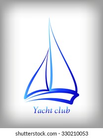 Yacht vector logo templates. Yachts silhouettes. Vector line yachts icon,  vector illustration. Yachting and regatta symbols