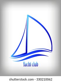 Yacht vector logo templates. Yachts silhouettes. Vector line yachts icon,  vector illustration. Yachting and regatta symbols