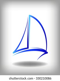 Yacht vector logo templates. Yachts silhouettes. Vector line yachts icon,  vector illustration. Yachting and regatta symbols