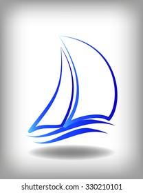 Yacht vector logo templates. Yachts silhouettes. Vector line yachts icon,  vector illustration. Yachting and regatta symbols