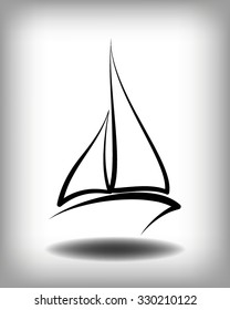 Yacht vector logo templates. Yachts silhouettes. Vector line yachts icon,  vector illustration. Yachting and regatta symbols