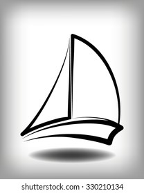 Yacht vector logo templates. Yachts silhouettes. Vector line yachts icon,  vector illustration. Yachting and regatta symbols