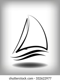 Yacht vector logo templates. Yachts silhouettes. Vector line yachts icon,  vector illustration. Yachting and regatta symbols