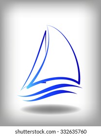 Yacht vector logo templates. Yachts silhouettes. Vector line yachts icon,  vector illustration. Yachting and regatta symbols