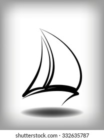 Yacht vector logo templates. Yachts silhouettes. Vector line yachts icon,  vector illustration. Yachting and regatta symbols