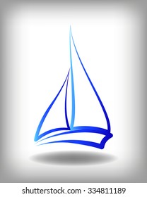 Yacht vector logo templates. Yachts silhouettes. Vector line yachts icon,  vector illustration. Yachting and regatta symbols
