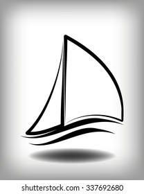 Yacht vector logo templates. Yachts silhouettes. Vector line yachts icon,  vector illustration. Yachting and regatta symbols