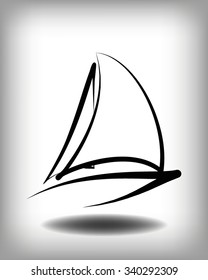 Yacht vector logo templates. Yachts silhouettes. Vector line yachts icon,  vector illustration. Yachting and regatta symbols