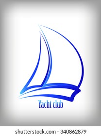Yacht vector logo templates. Yachts silhouettes. Vector line yachts icon,  vector illustration. Yachting and regatta symbols