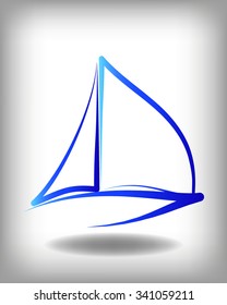 Yacht vector logo templates. Yachts silhouettes. Vector line yachts icon,  vector illustration. Yachting and regatta symbols
