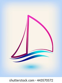 Yacht vector logo templates. Yachts silhouettes. Vector line yachts icon, vector illustration. Yachting and regatta symbols
