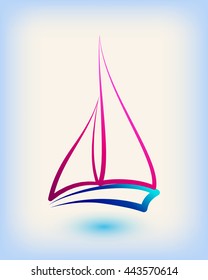 Yacht vector logo templates. Yachts silhouettes. Vector line yachts icon, vector illustration. Yachting and regatta symbols
