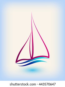 Yacht vector logo templates. Yachts silhouettes. Vector line yachts icon, vector illustration. Yachting and regatta symbols
