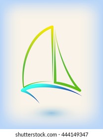 Yacht vector logo templates. Yachts silhouettes. Vector line yachts icon, vector illustration. Yachting and regatta symbols