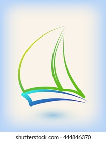 Yacht vector logo templates. Yachts silhouettes. Vector line yachts icon, vector illustration. Yachting and regatta symbols