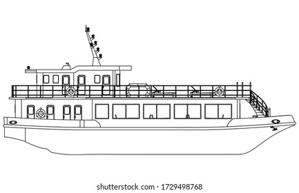 Yacht. Vector luxury liner yacht isolated on white background. Sea tourism, holiday vacation concept.