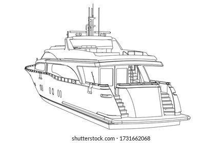 Yacht. Vector luxury liner yacht isolated on white background. Sea tourism, holiday vacation concept.