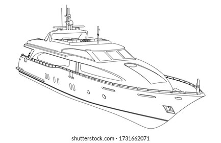 Yacht. Vector luxury liner yacht isolated on white background. Sea tourism, holiday vacation concept.