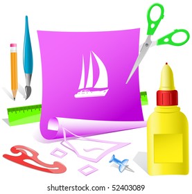 Yacht. Vektorpapiervorlage.