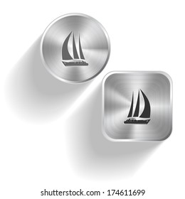 Yacht. Vector set steel buttons