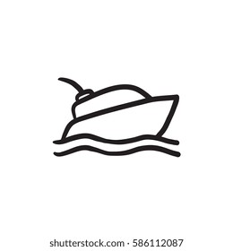 Yacht vector sketch icon isolated on background. Hand drawn Yacht icon. Yacht sketch icon for infographic, website or app.